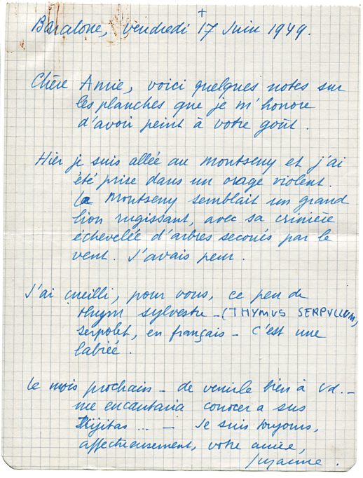 Carta de Suzanne Davit, Barcelona, 17 juny 1949